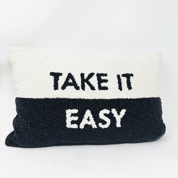 kate spade new york Other - Kate Spade Target Beaded Toss Pillow Black White Take It Easy 12x18